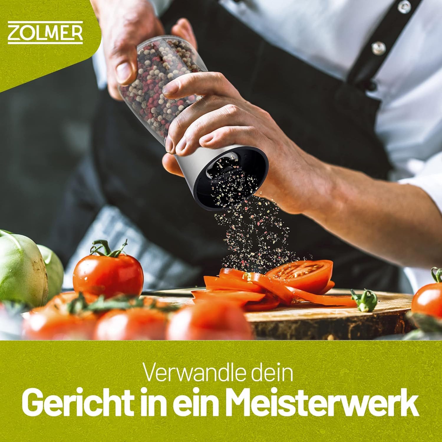 ZOLMER Gewürzmühle 2er Set mit Verstellbarem Keramikmahlwerk Edle Salzmühle & Pfeffermühle aus Hochwertigem Edelstahl, Auch als Chilimühle [Ohne Gewürzinhalt]
