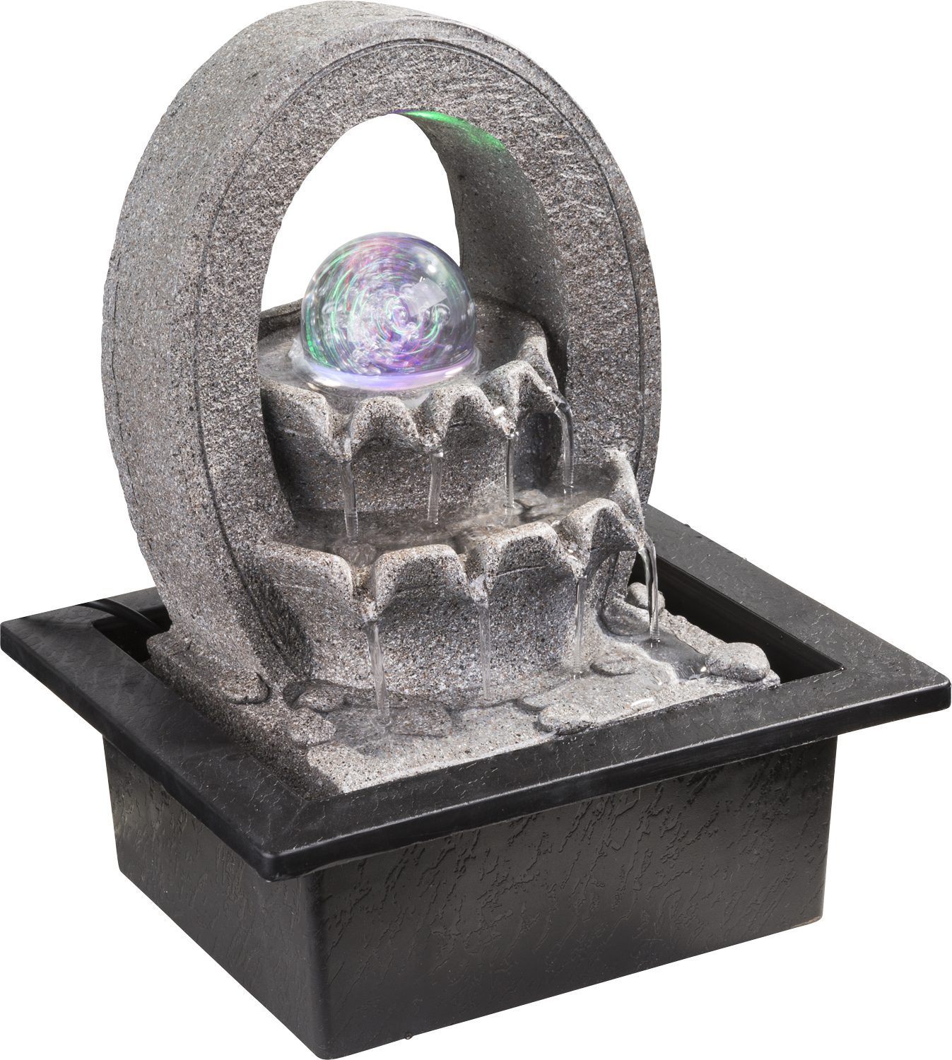 GLOBO LIGHTING Dekolicht ALBERT, RGB, LED fest integriert, Brunnen/Farben/Farbwechsler/grau/schwarz/antik