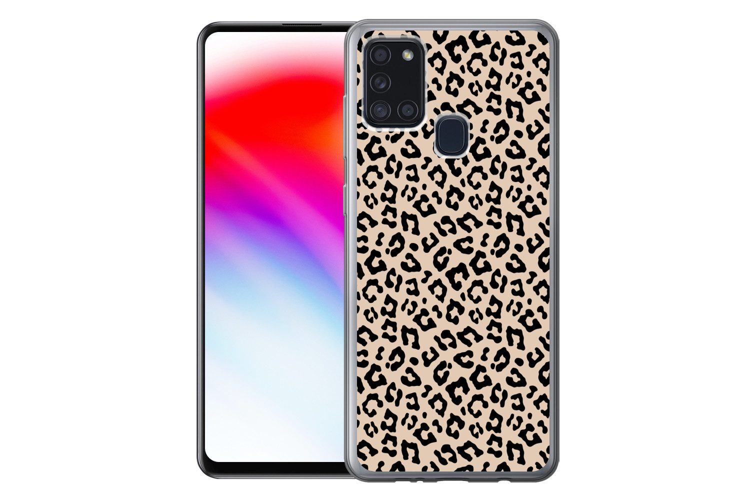 MuchoWow Handyhülle für Samsung Galaxy A21s Pantherdruck - Schwarz - Braun - Tierdruck, Smartphone-Bumper, Print, Handy Schutzhülle Dünn