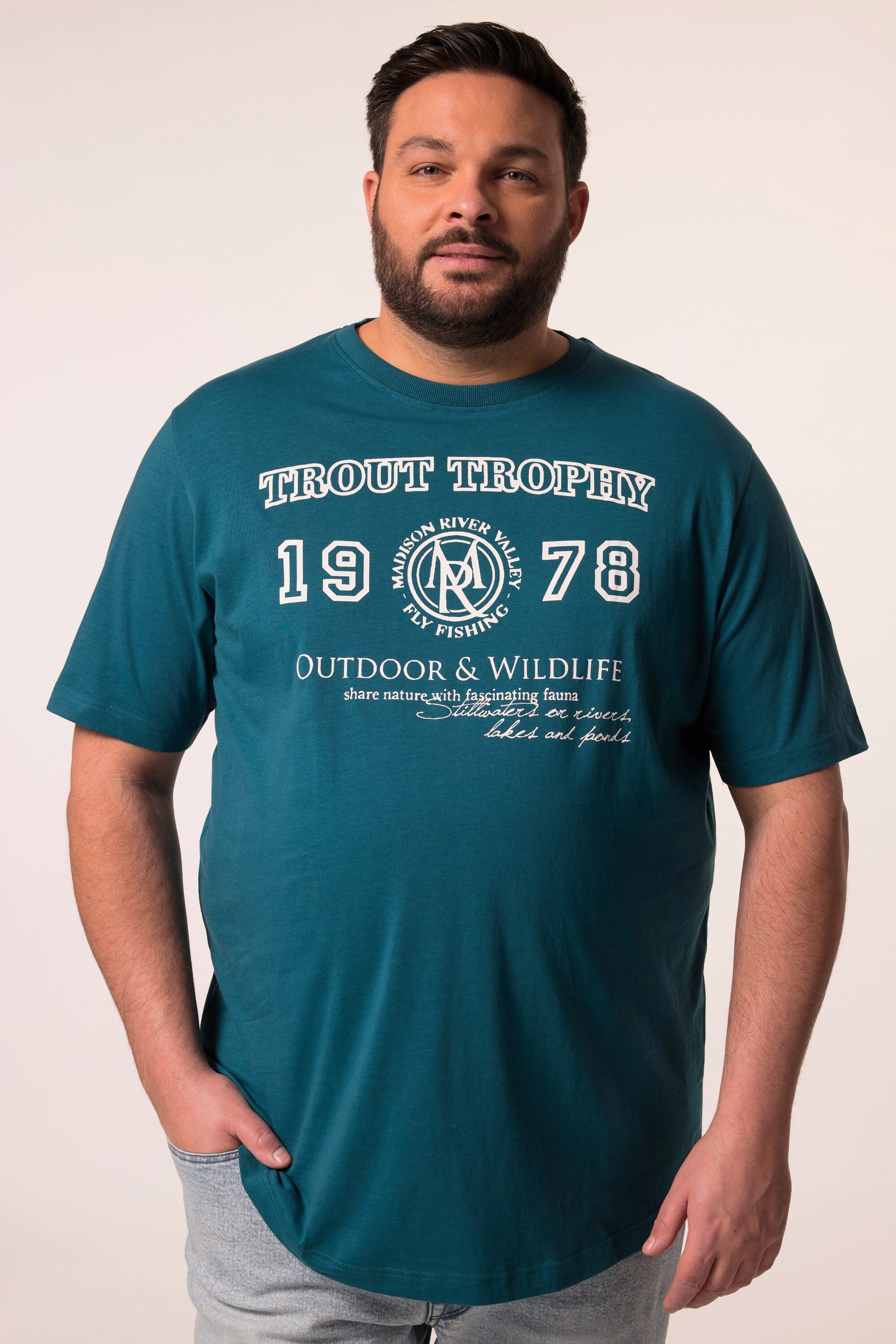 Men Plus T-Shirt T-Shirt Halbarm Brustprint günstig online kaufen