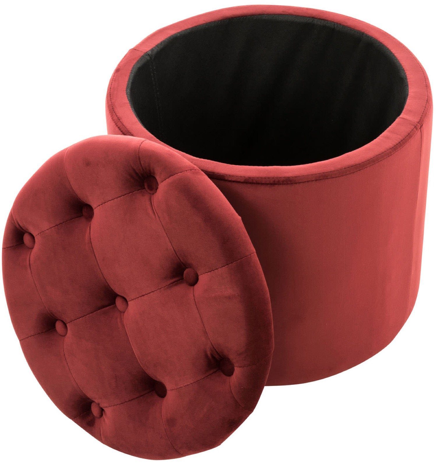 x (HxBxT): mit Polsterhocker - rot hohem St., Paris - mit 1 Farbe, 44 Sitzhocker Maße TPFLiving x Stauraum Stylischer 44 Sitzkomfort), (Beistellhocker Samthocker cm 42