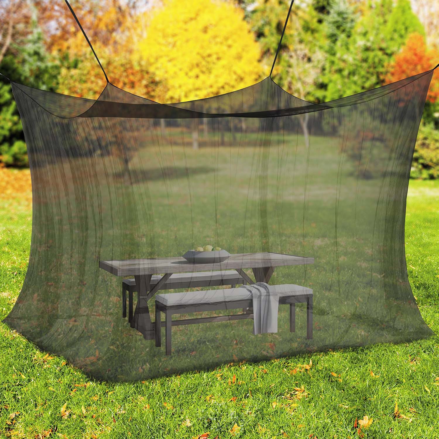 ELEGANCIO Moskitonetz XXL für Innen & Außen weiß 300x300x250cm schwarz