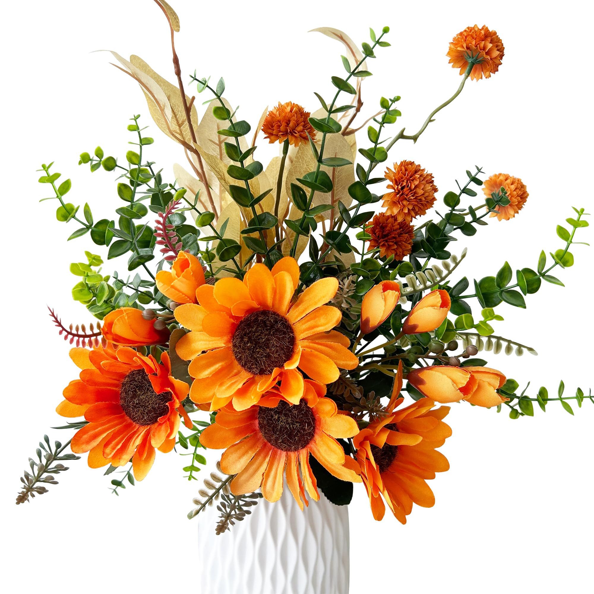 Kunstblume Künstliche Herbstblumen Sonnenblumen, Herbststrauß Kunstblumen, FOUORTUNATE-BEE, für Tischdeko, Wohnzimmer und Erntedankfest
