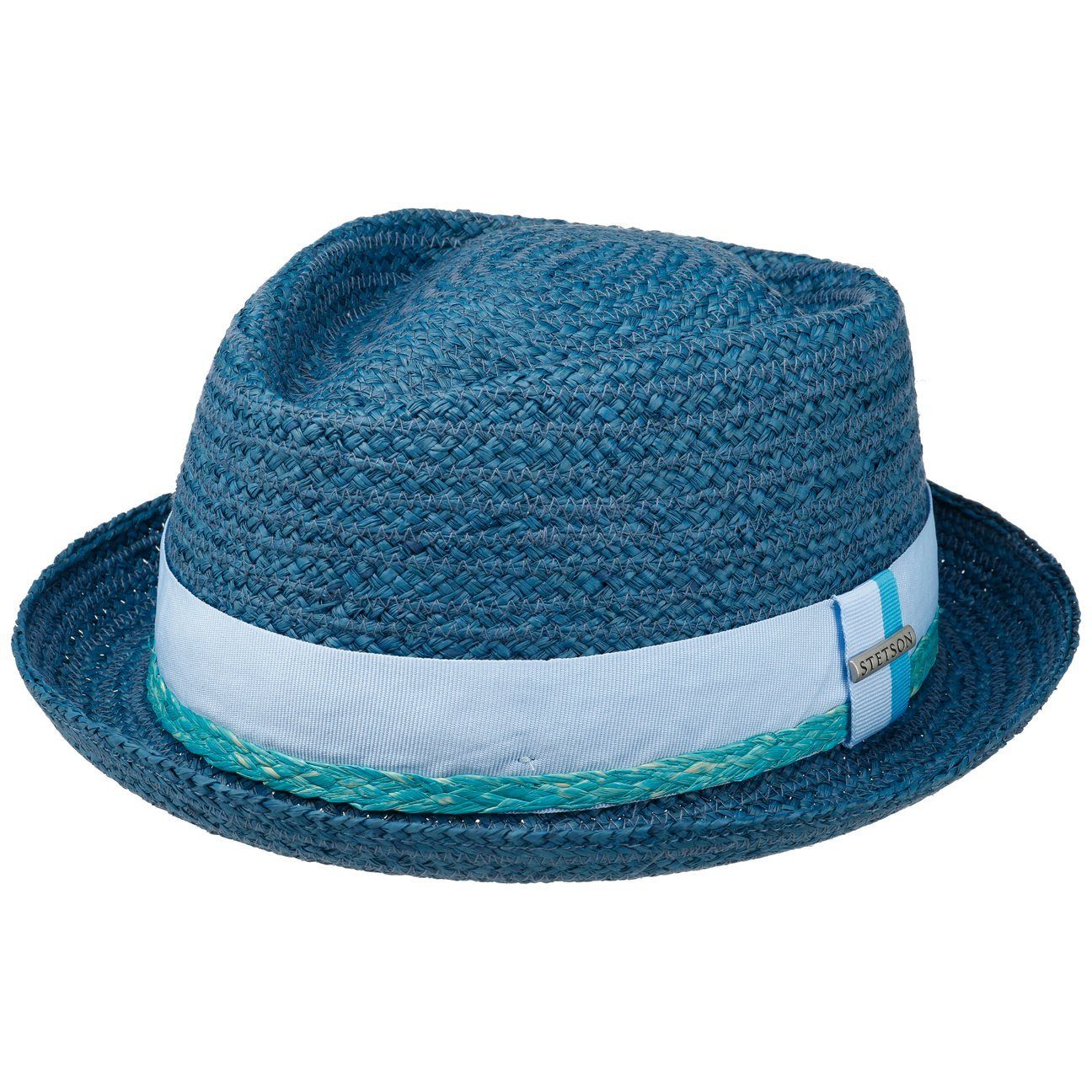 (1-St) blau Stetson Ripsband Raffiahut Sonnenhut mit