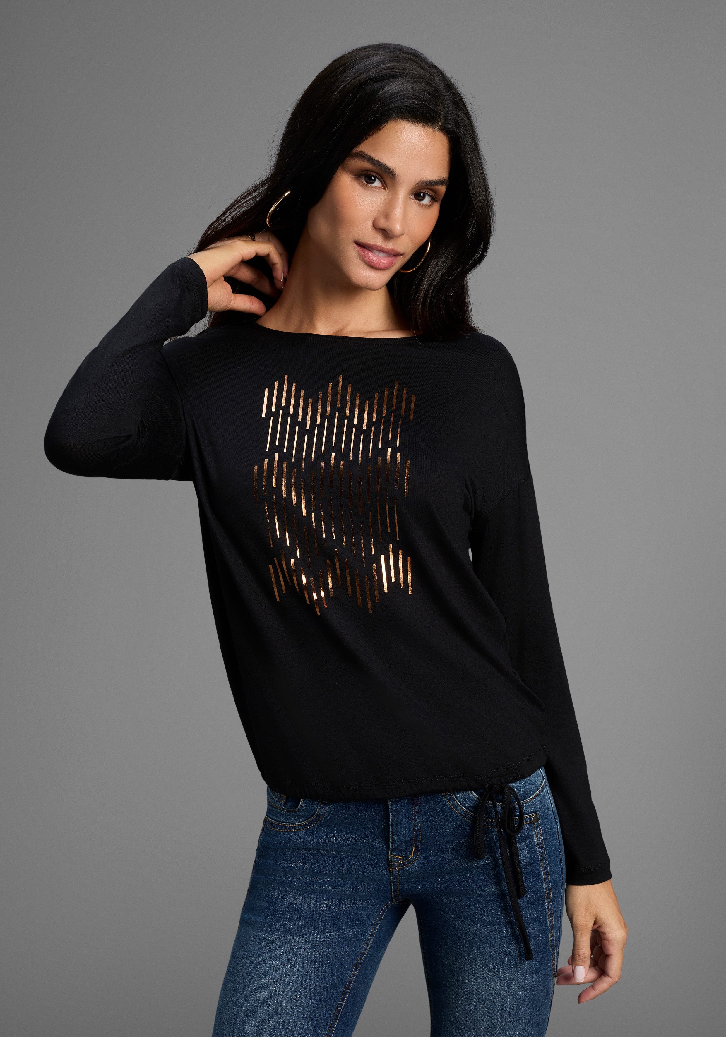 Laura Scott Longsleeve mit grafischem Folien-Druck günstig online kaufen