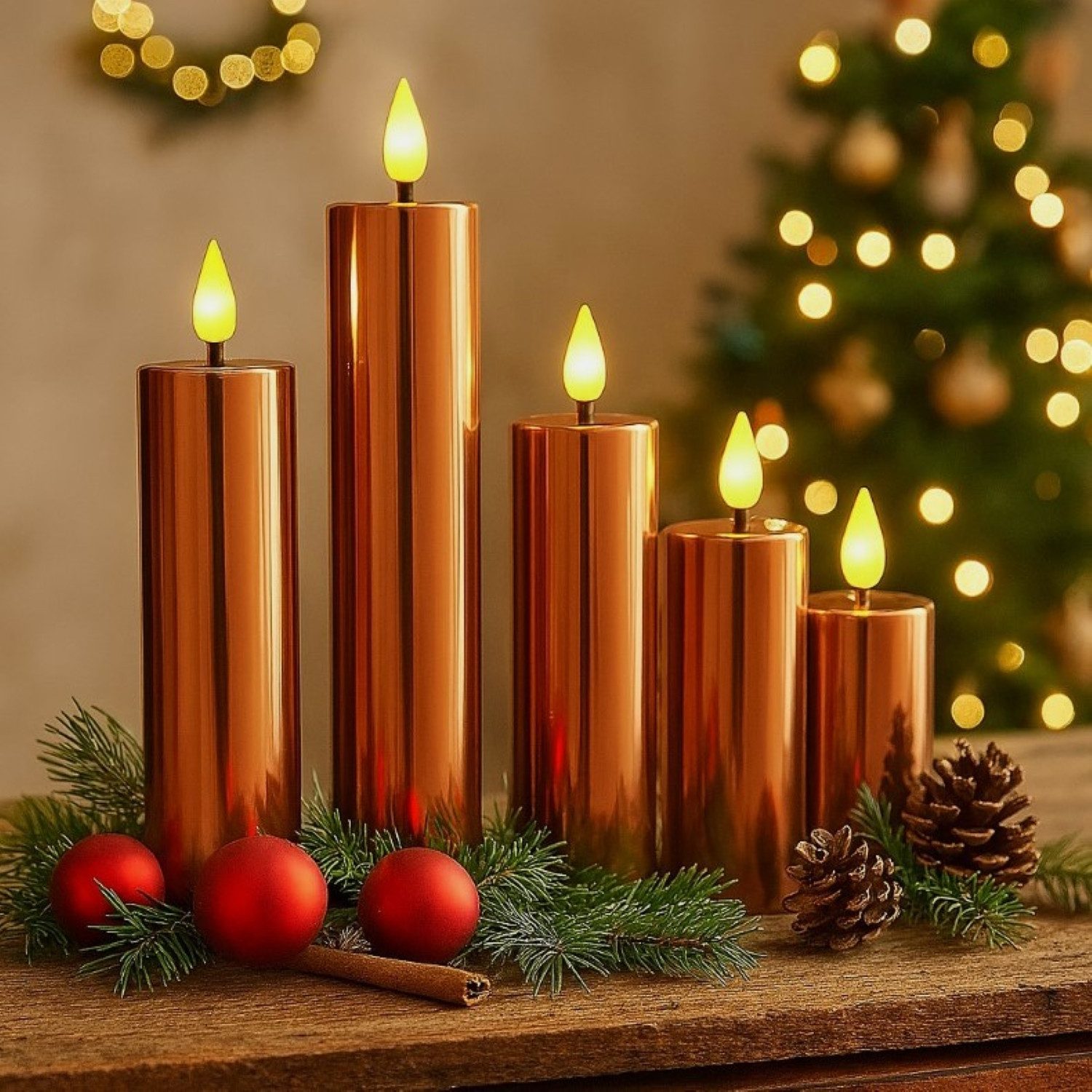 Online-Fuchs LED-Kerze 5er Set LED Kerzen XL mit 6-Stunden Timer und Hochgl günstig online kaufen