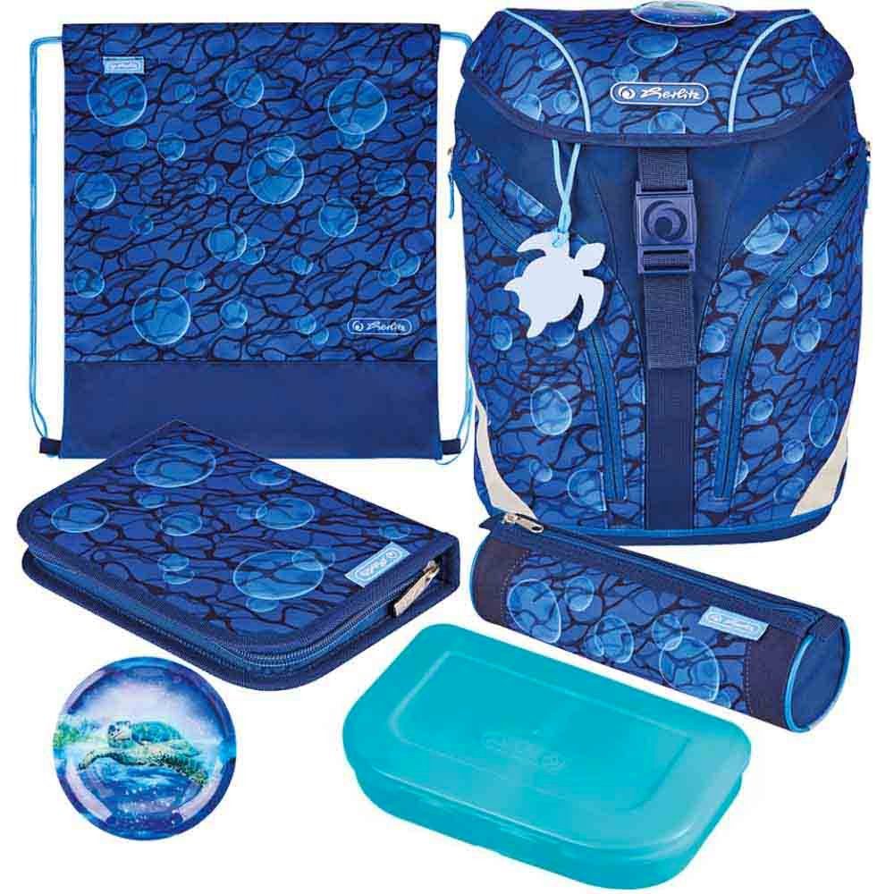 Herlitz Schulranzen Herlitz Schulrucksack SoftLight Plus GREENline Deep Sea 6-teilig