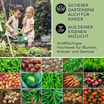 blumfeldt Blumentopf High Grow Straight Hochbeet, Pflanzkübel Outdoor Balkon außen groß Metall Garten