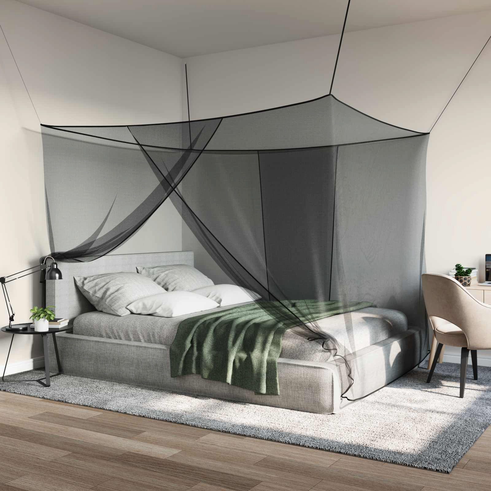 vidaXL Bett Moskito-Netz für das Bett 156 Mesh Schwarz 220 x 180 x 180 cm (1-tlg)