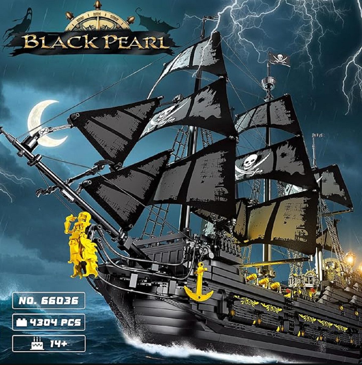 Reobrix Reobrix 66036 Black Pearl Piratenschiff 4.304 Teile Konstruktions-Spielset, (4304 St)