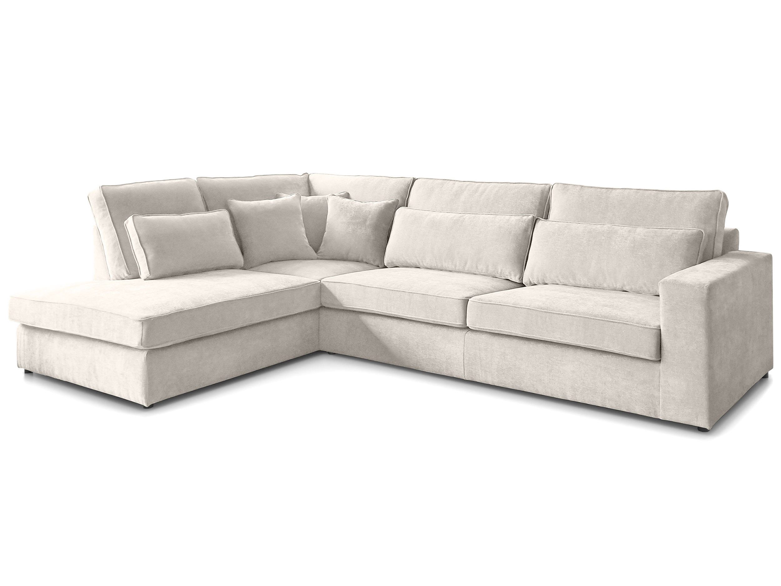 Beautysofa Ecksofa mit dekorativen Kissen PARMA, im modernes Design, klassische Polsterecke inklusive Wellenfedern, Ottomane links oder rechts wählbar