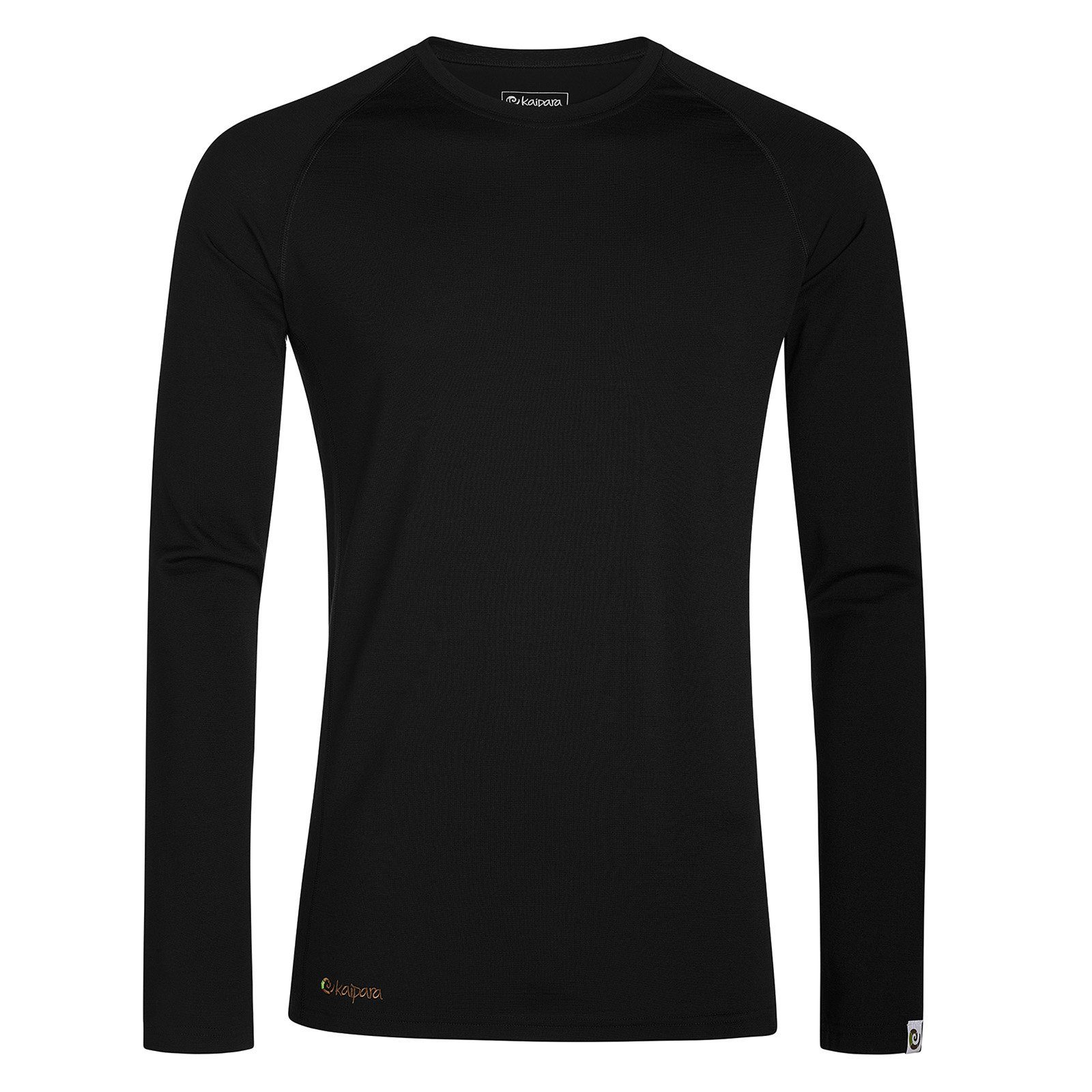 Kaipara - Merino Sportswear Langarmshirt Merino Raglan Longsleeve Herren Slimfit 200 (1-tlg) aus reiner Merinowolle Made in Germany Schwarz