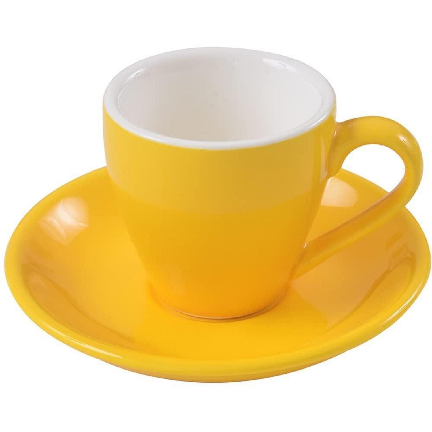 LuxusKollektion Espressotasse Espressotasse mit Untertasse, 80ml, Gelb, Keramik