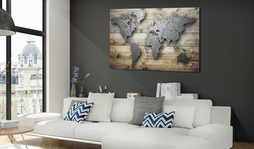 [Cork Map] World Pinnwand Artgeist Silver