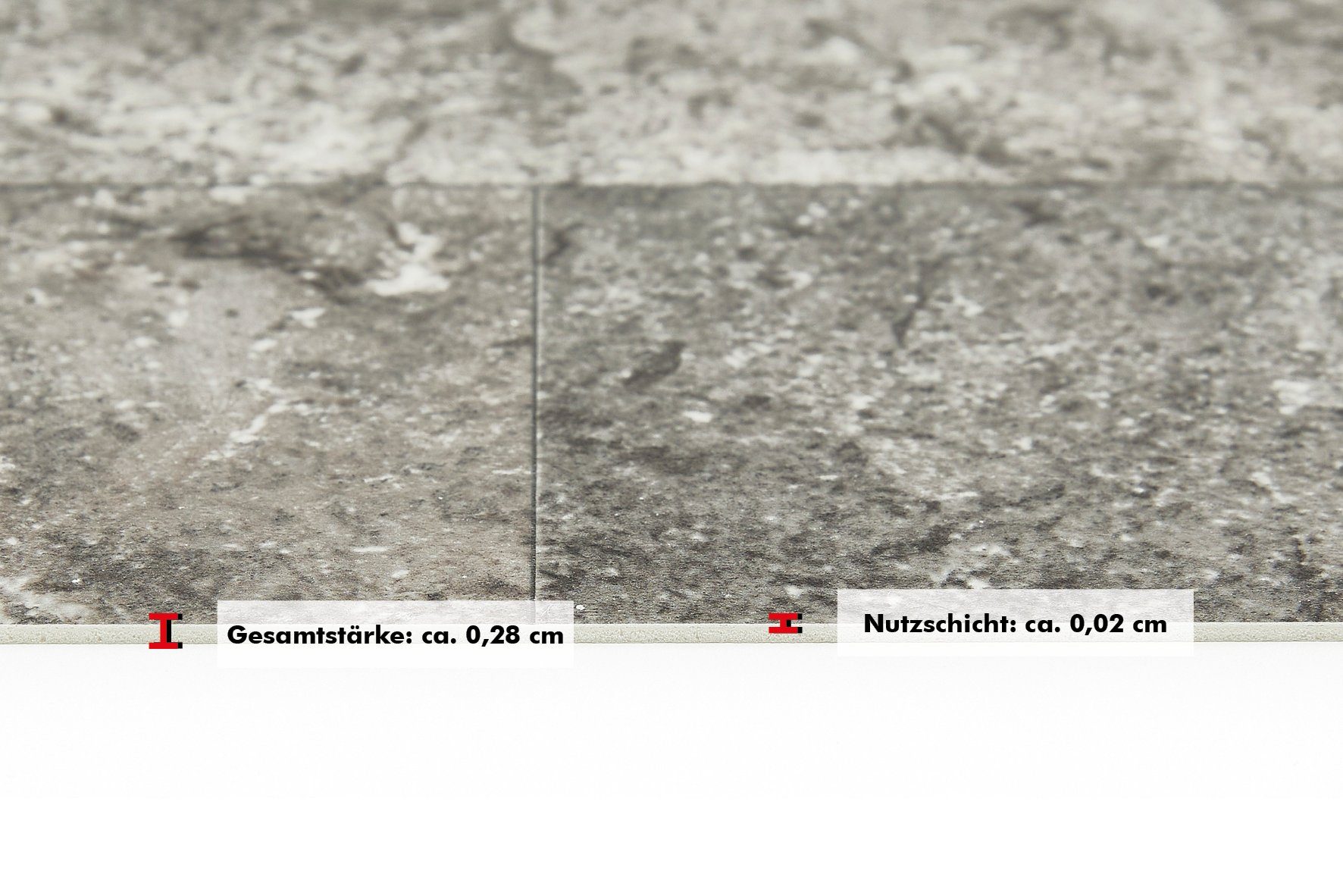 PVC Stärke Steinoptik, 400 Vinylboden Meterware grau-anthrazit Fliesen- cm 200 2,8 cm, und mm oder Breite Andiamo Bodenbelag