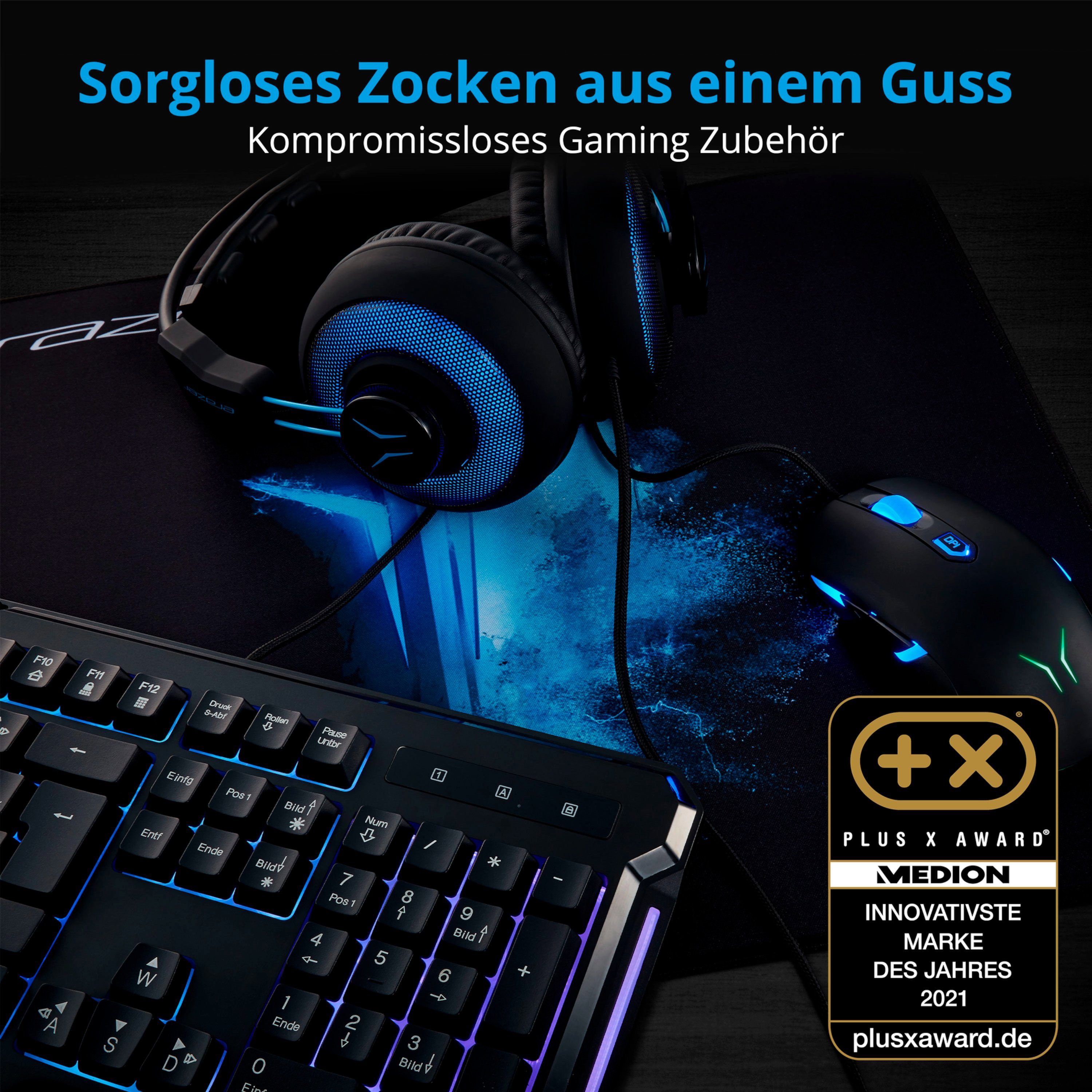 (Packung, Mauspad-Set, Medion® Headset), Maus- Tastatur-, ERAZER® (Tastatur, 1 St., Bundle und Maus, MD88087 P81016 Gaming MD88087