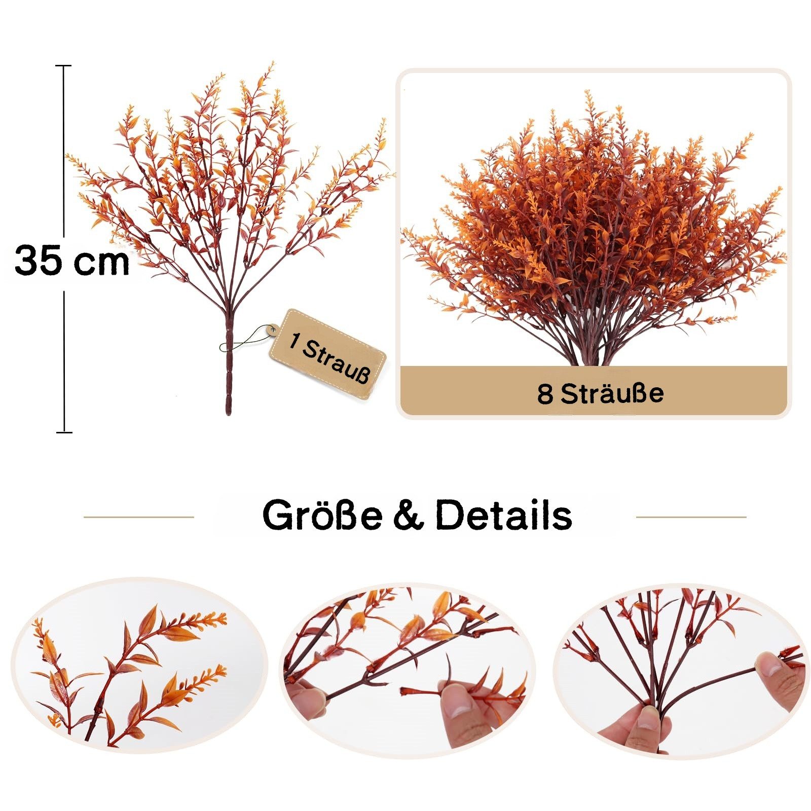 Kunstblumenstrauß 8 Bündel Künstliche Herbstblumen Künstlich Herbststrauß Herbst Deko, Bomiclss, Herbst Balkonpflanzen Herbstzweige für Drinnen Draußen Garten T – Bild 2 von 5