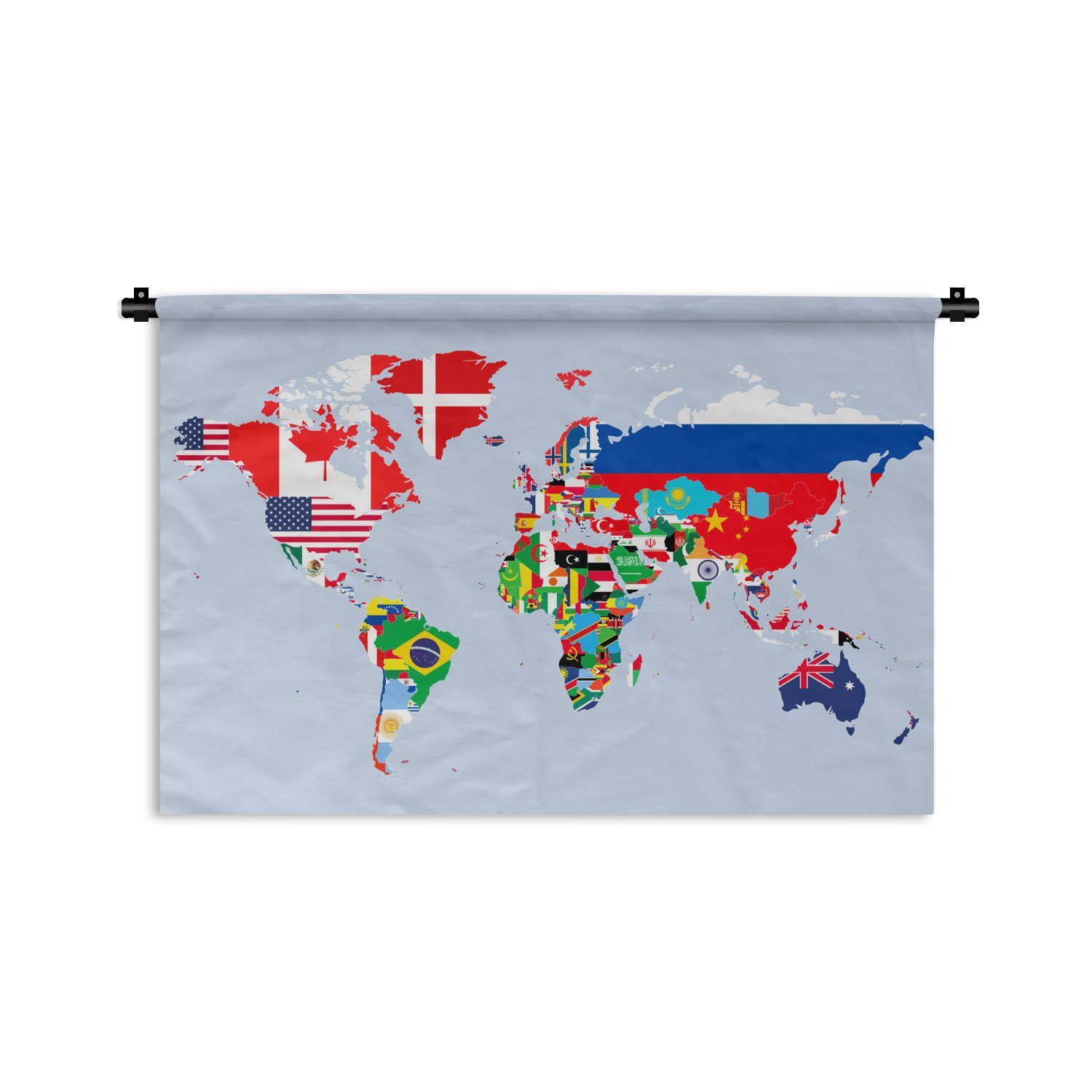 - Flagge Welt Wandbehang, Kleid, Schlafzimmer, MuchoWow Länder, Karte - Wohnzimmer, Kinderzimmer Wanddeko für - Wanddekoobjekt