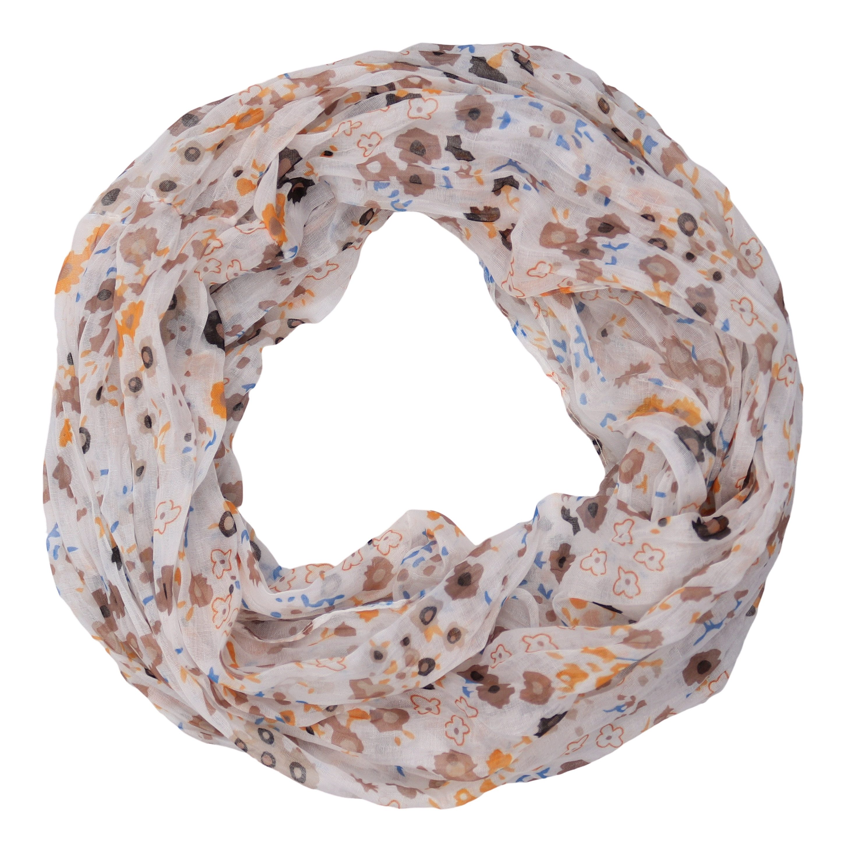 MIRROSI Loop Damen Schal mit Blümchen-Muster Weich, (zweimal um den Hals wickelbar, ca.45x75cm), Damen Halstuch ideal für Frühling, Sommer oder Herbst