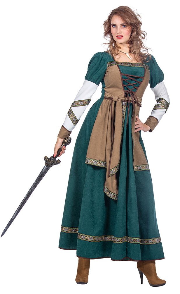 Karneval-Klamotten Wikinger-Kostüm Damen Kriegerin Nordmann Viking Frauenkostüm, Wikingerkleid Frauenkostüm hochwertig Karneval Partnerkostüm