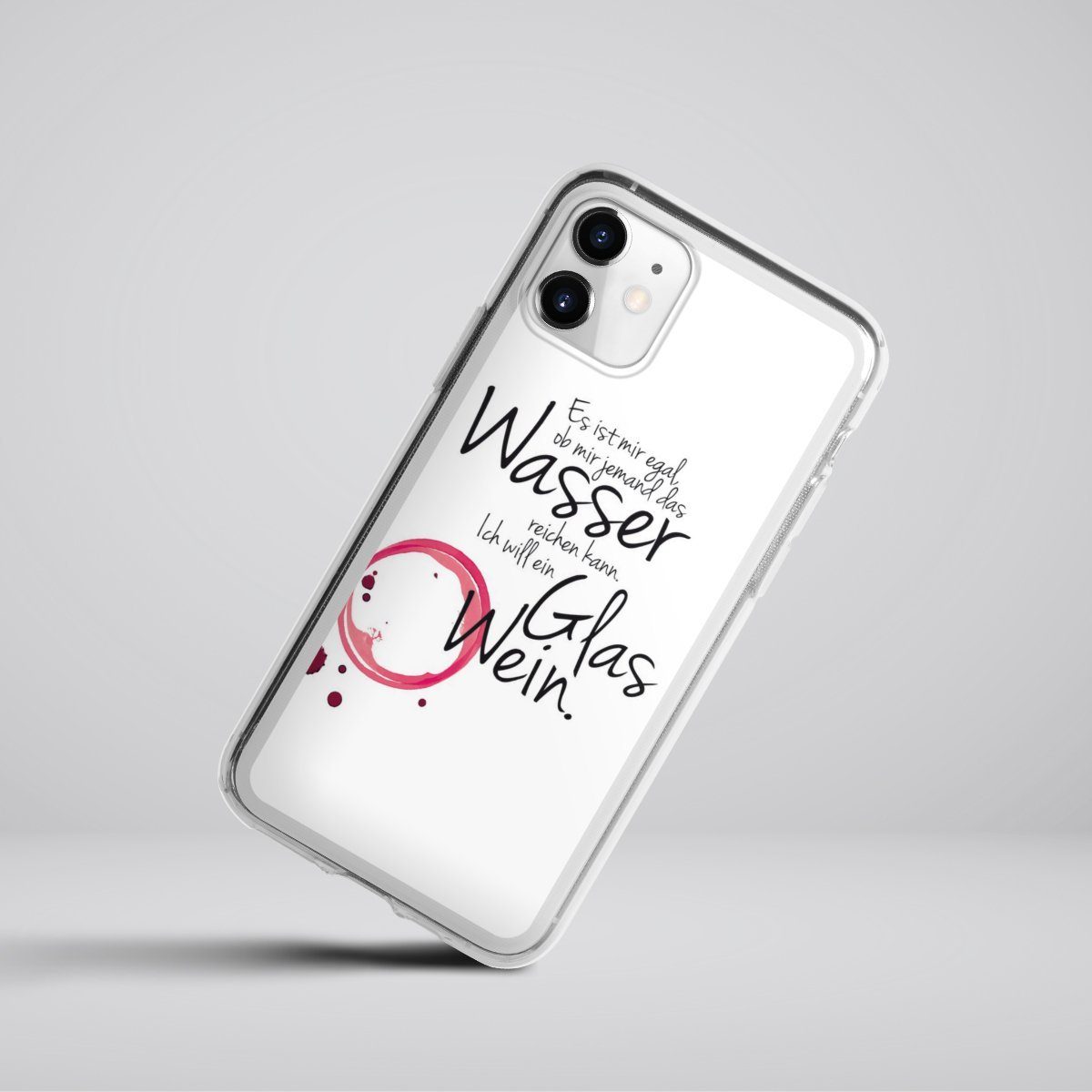 Handyhülle Es ist Mir Egal, Silikon Hülle, Bumper Case, Handy Schutzhülle, Smartphone Cover Wein Sprüche Statement
