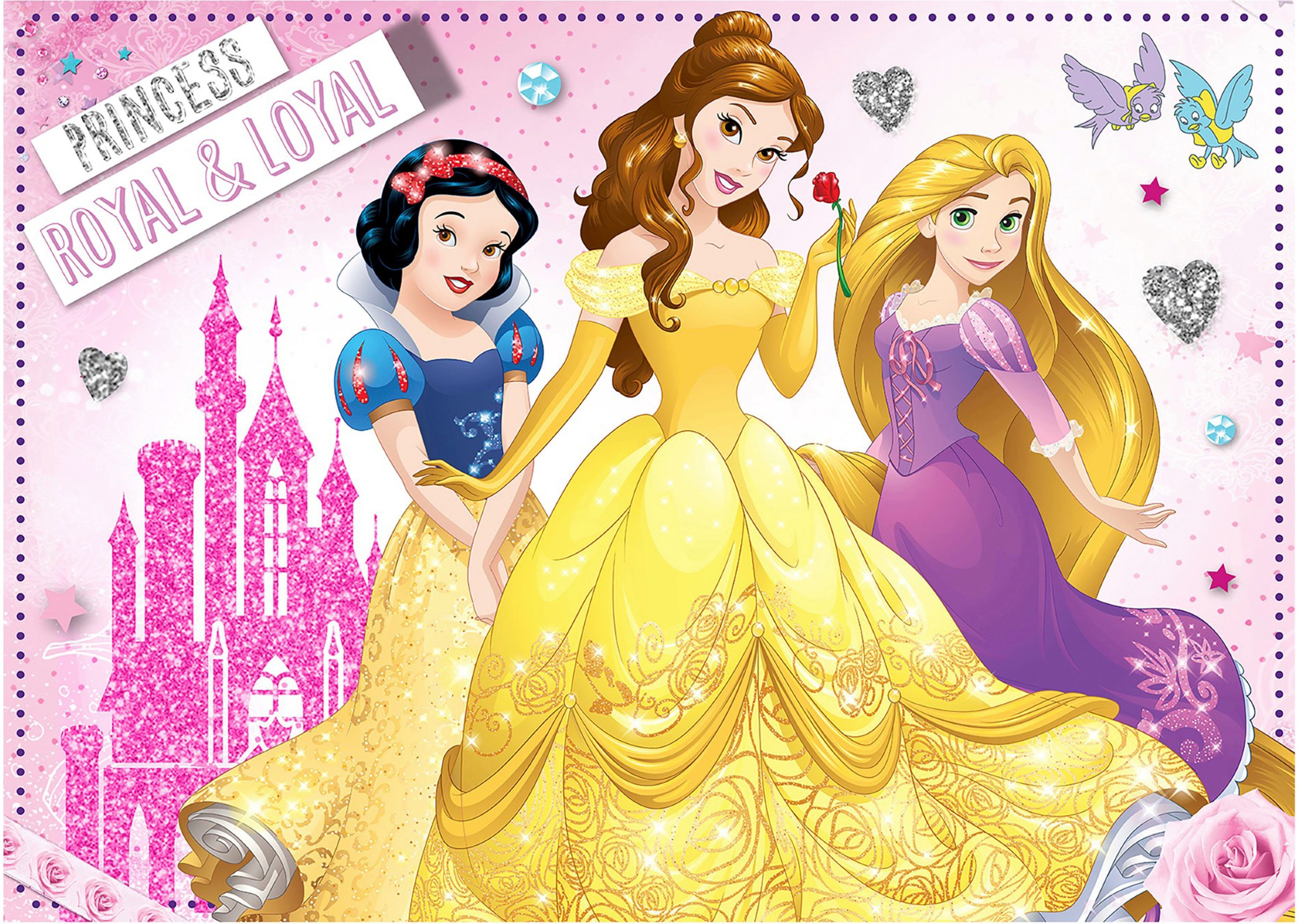 Disney Leinwandbild Prinzessinnen, mit Glitzer