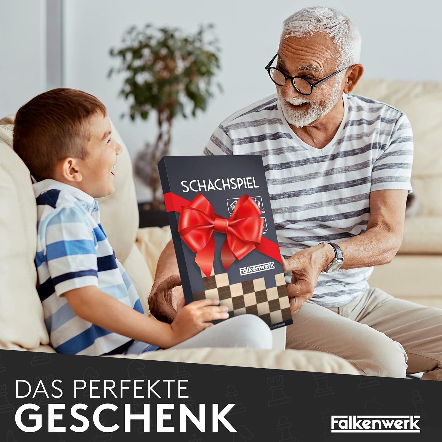 Falkenwerk Spiel magnetisches Schachspiel aus Holz [38x38 cm], Spielfiguren aus Echtholz mit Magnetfuß & Filz, Ratgeber & Tragetasche