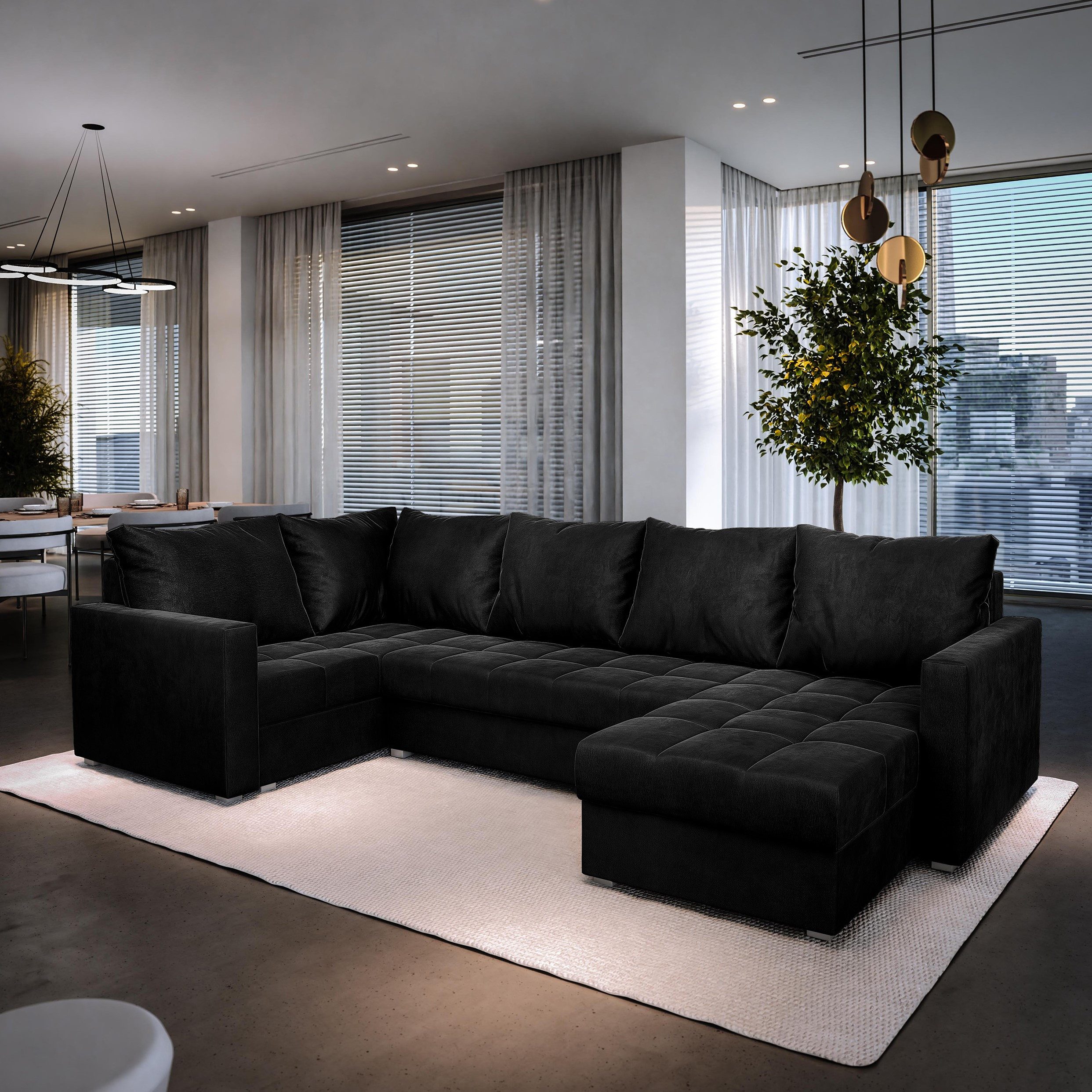 Masseno Ecksofa LORIVO mit Schlaffunktion U-Form, Sofa mit Bettkasten günstig online kaufen