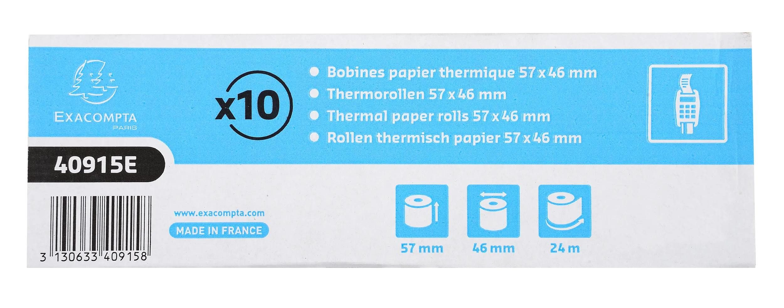 EXACOMPTA Компьютерная бумага 30x Thermorolle 1-lagig 55g/m2 57x24mx12 - Weiß - 40915E, Rollen Thermisches Бумага