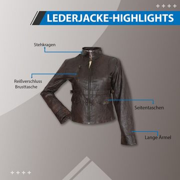 German Wear Lederjacke Trend 406J Damen Lederjacke Jacke aus Lamm Nappa Leder Braun