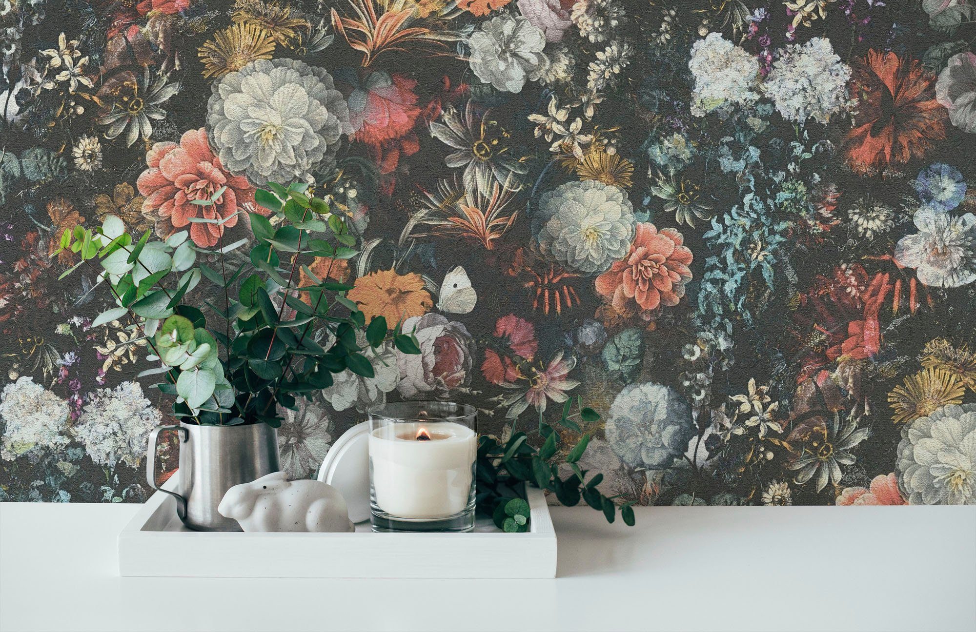 Mata Tapete Vliestapete den empfehlen living A.S. Création Florale Hari, Wir Blumen, Kleister walls strukturiert, zum floral, geblümt, natürlich, tapezieren