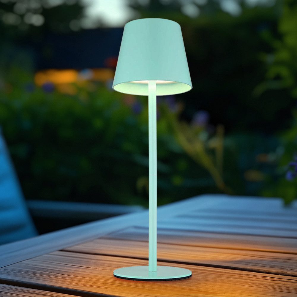 GLOBO LIGHTING LED Außen-Tischleuchte, LED-Leuchtmittel fest verbaut, Kaltweiß, Warmweiß, Neutralweiß, Tageslichtweiß, Farbwechsel, Tischleuchte Flaschenaufsatz Außenlampe LED Akku CCT Touchdimmer minze