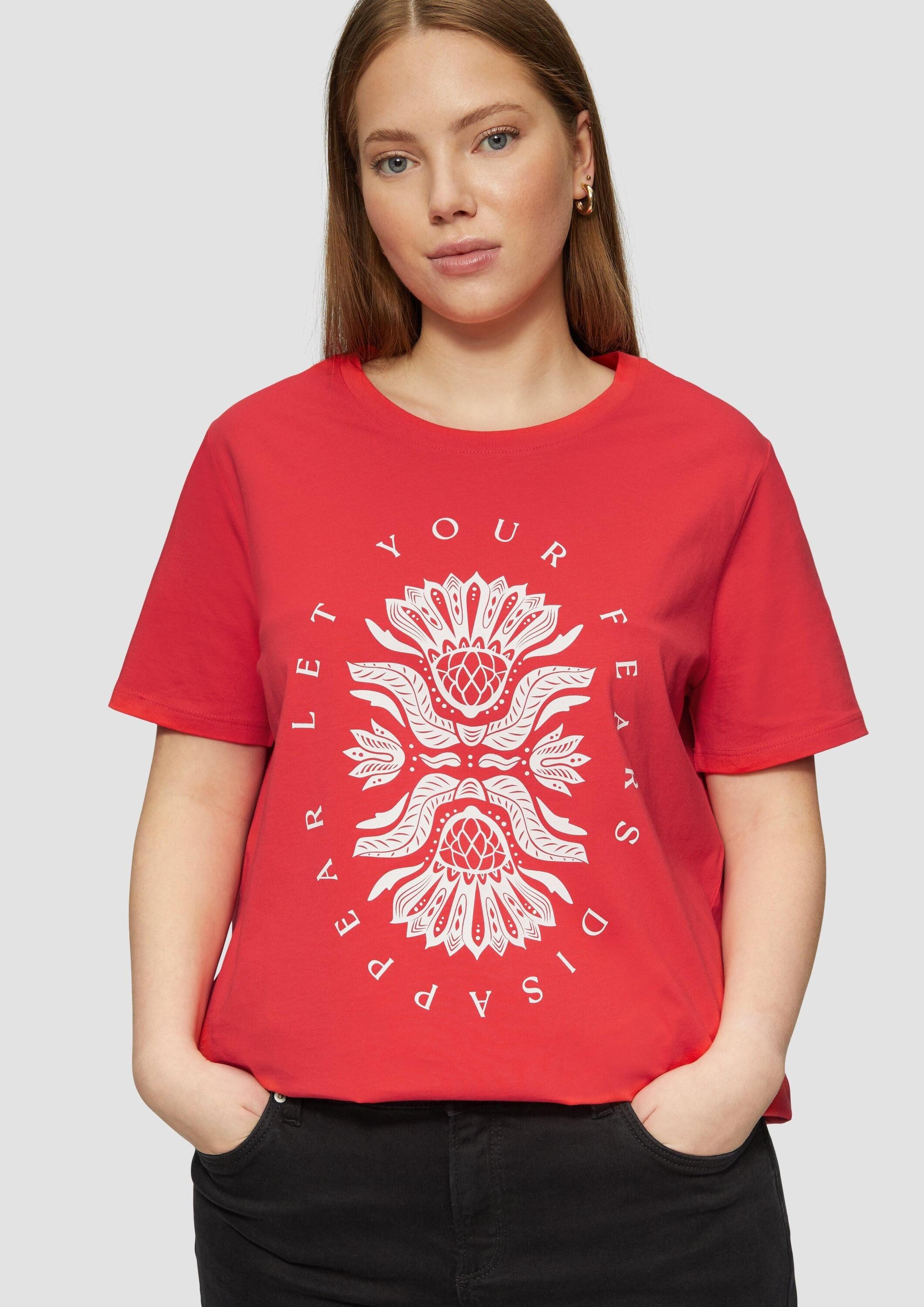 QS Kurzarmshirt T-Shirt Baumwollshirt mit Fronprint günstig online kaufen