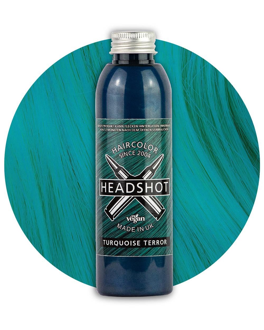 Haartönung Headshot Haartönung vegane Haarfarbe Turquoise Terror (150 ml), Packung, Chemikalien