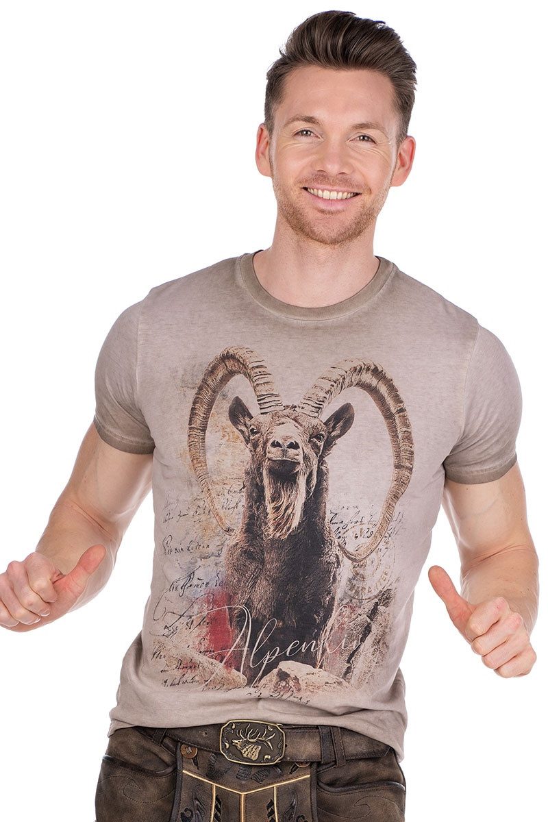 Trachtenshirt Trachtenshirt Herren - ALPENKING - beigebraun