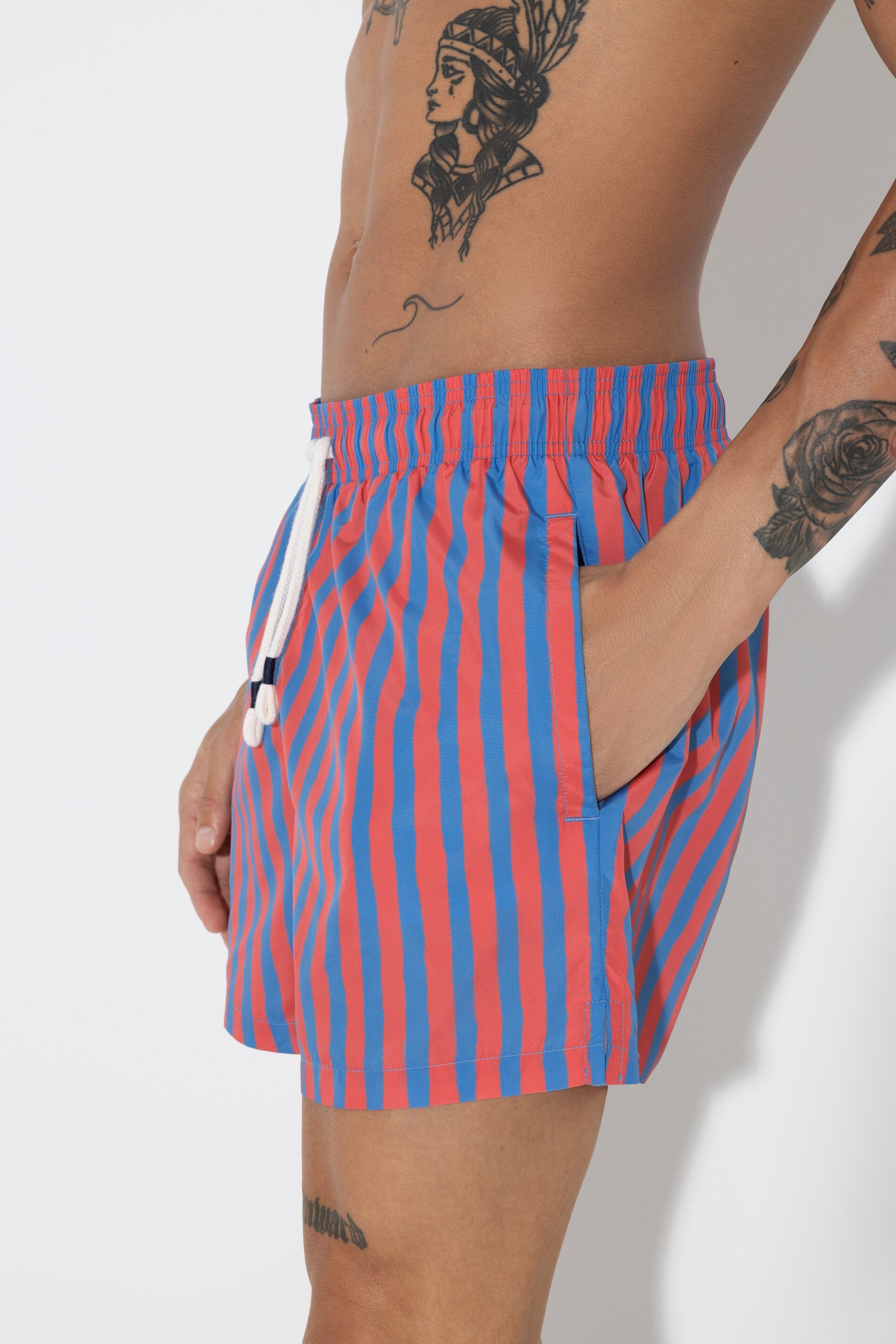 Mey Badeshorts Mey Herren Badeshort Serie Ombrella Colerato (1-St) Moderne Badeshorts, gestreift, chlorecht, Innenhose