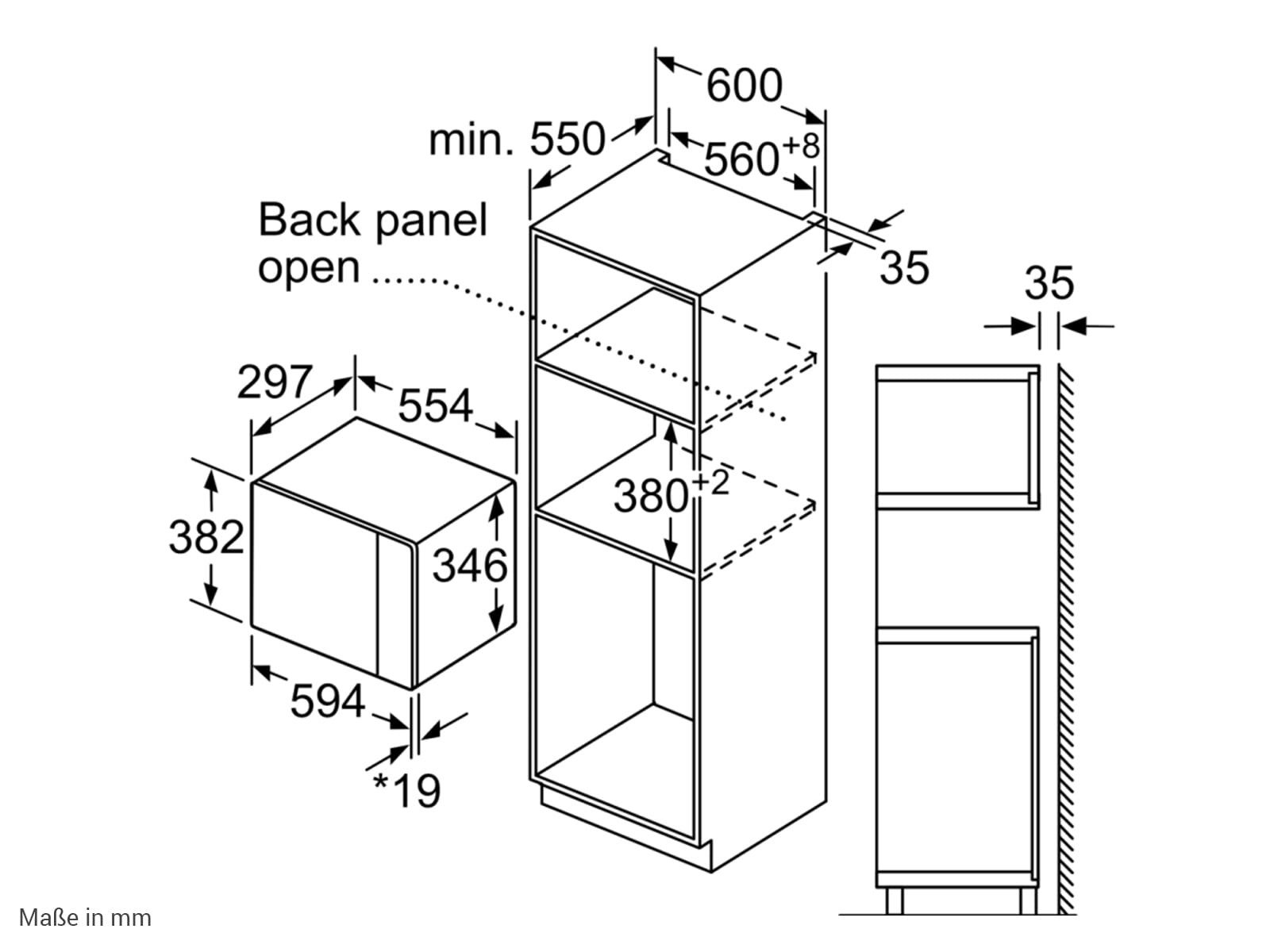 BOSCH Einbau-Mikrowelle, Mikrowelle, Einfache Handhabung in schickem Design