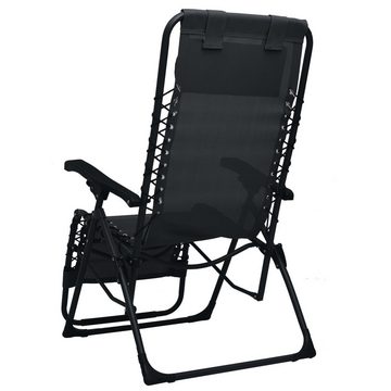 vidaXL Gartenlounge-Sessel Klappbarer Liegestuhl Schwarz Textilene Gartenliege Sonnenliege