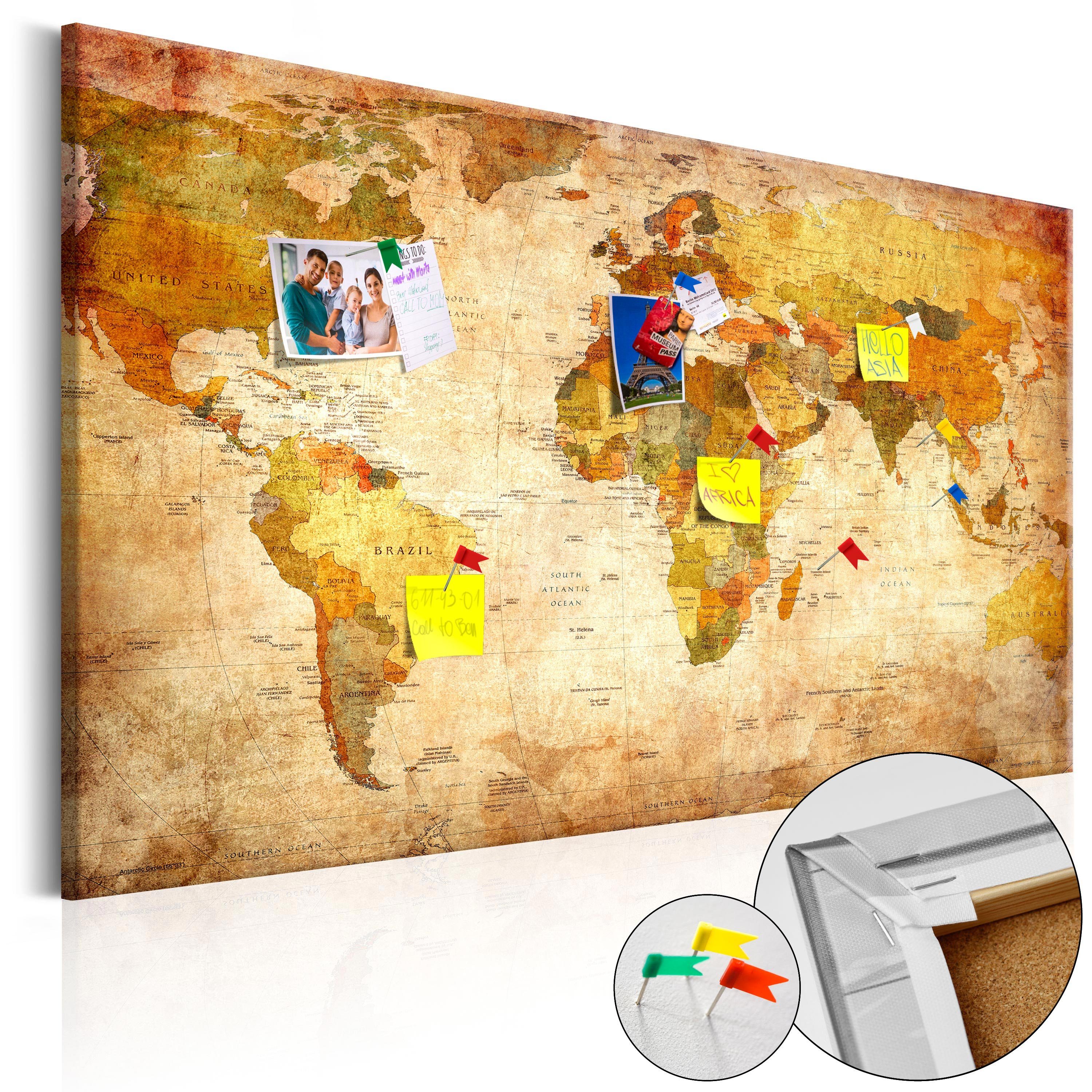 Artgeist Pinnwand World Map: Time Travel [Cork Map]