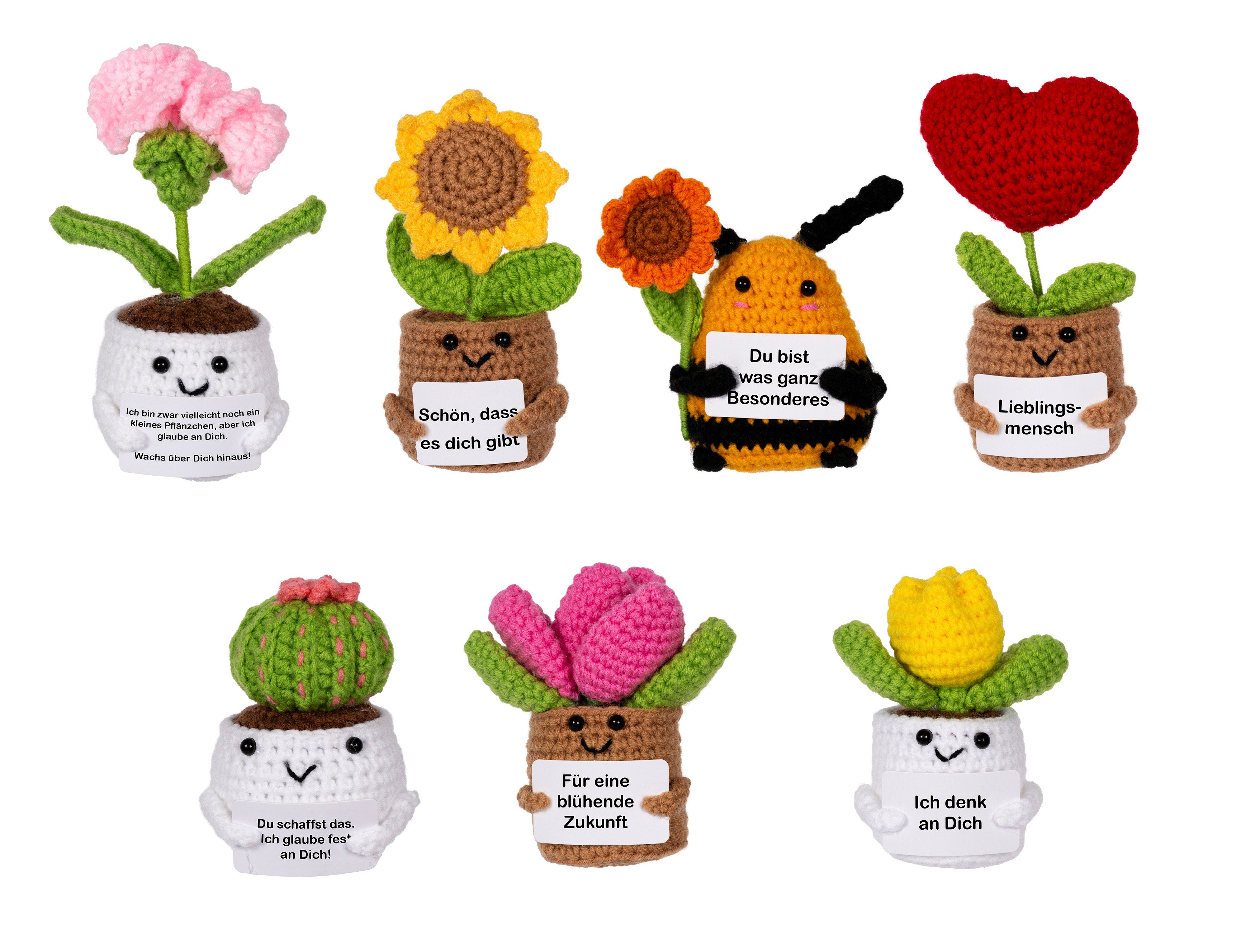 ak tronic Kuscheltier Positive Plants - gehäkelte Blumen - Zufallsauswahl (NEU & OVP)
