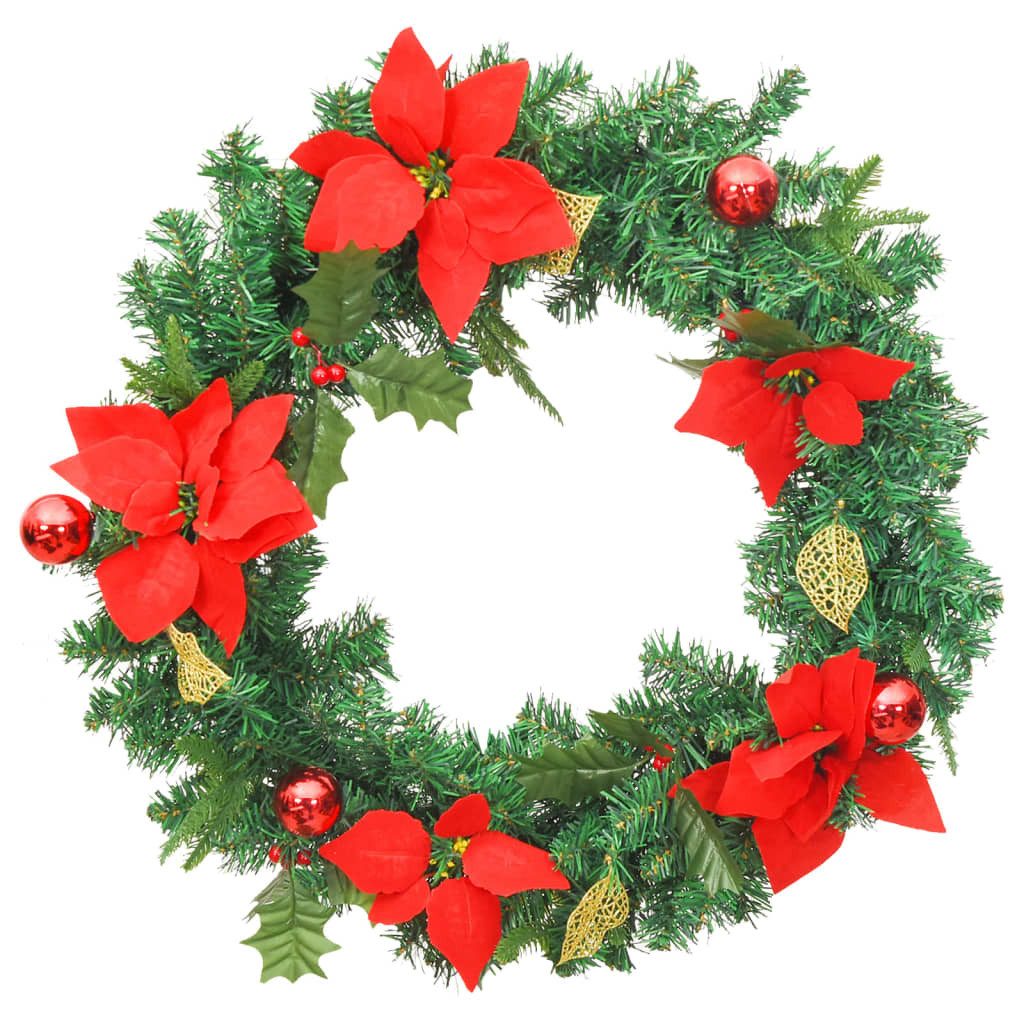 vidaXL Girlanden Weihnachtskranz mit LED-Leuchten Grün 60 cm PVC (1-tlg)