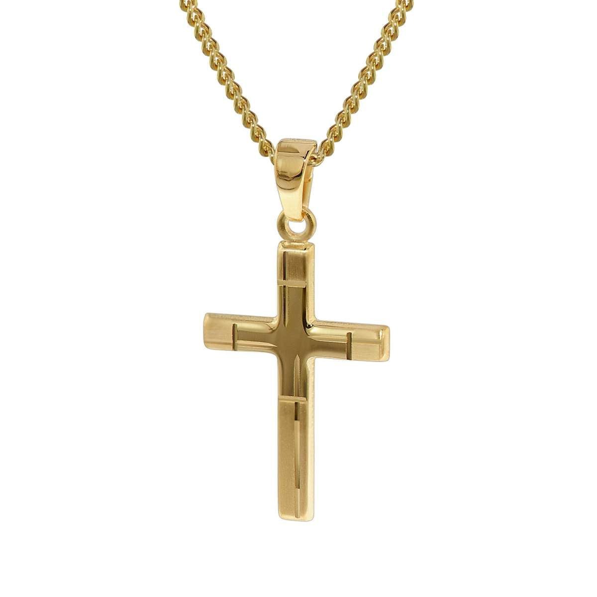 trendor Kreuzkette 35751, Kreuz-Anhänger Gold 333 mit goldplattierter