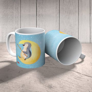 Mr. & Mrs. Panda Tasse Pinguin Mond - Eisblau - Geschenk, Süßigkeiten, Kaffeetasse, Schlafzi, Keramik, Einzigartiges Botschaft