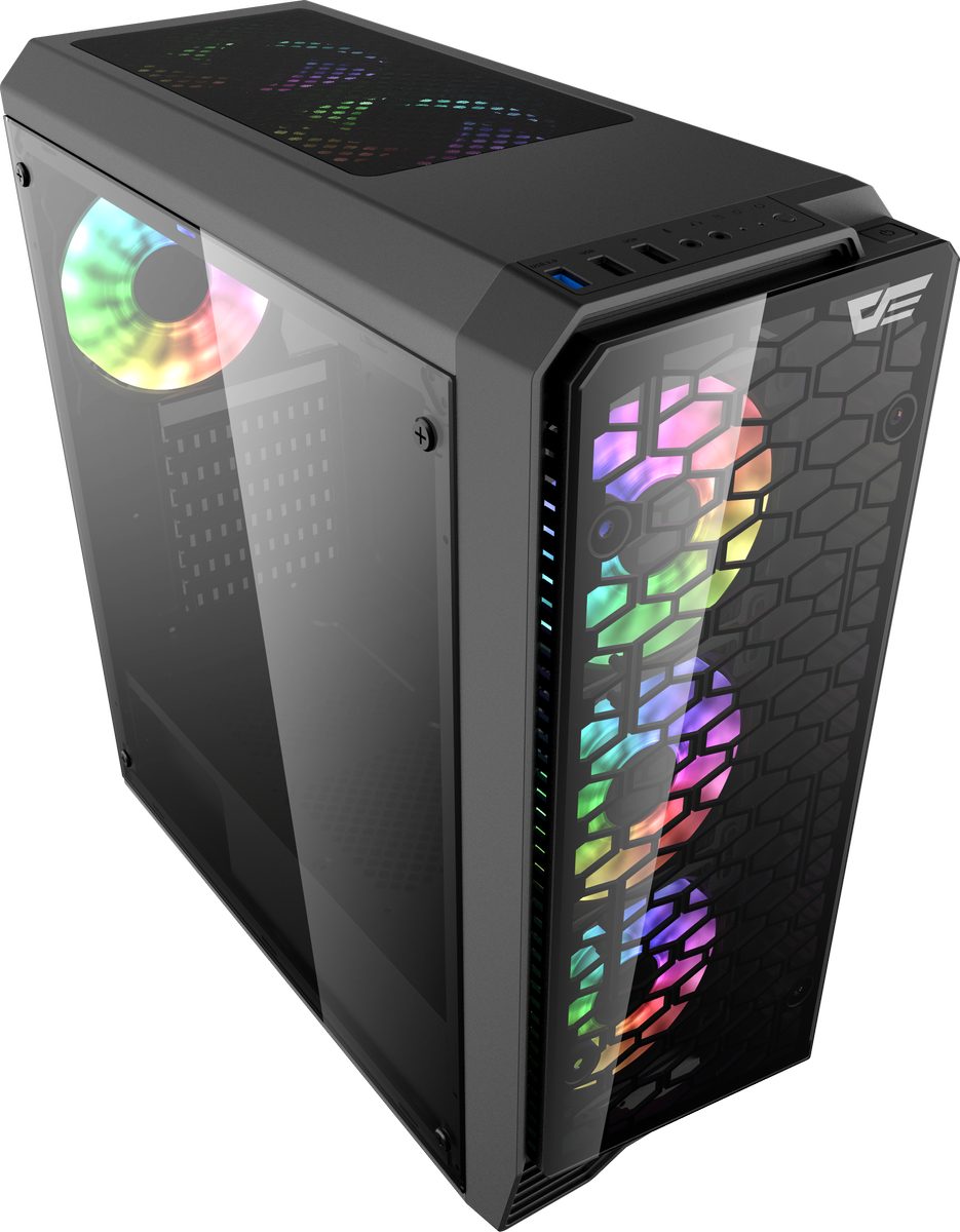 Darkflash Gaming-Gehäuse Water Square 5 Tower USB3.0 Computer Gamer Case PC-Gehäuse bis zu 8 Lü