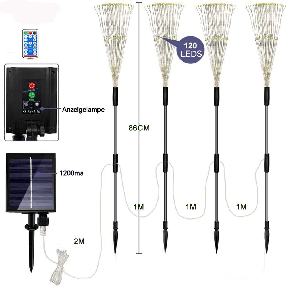 BlingBin LED Gartenleuchte Solar-Lichterketten,4 x 120 günstig online kaufen