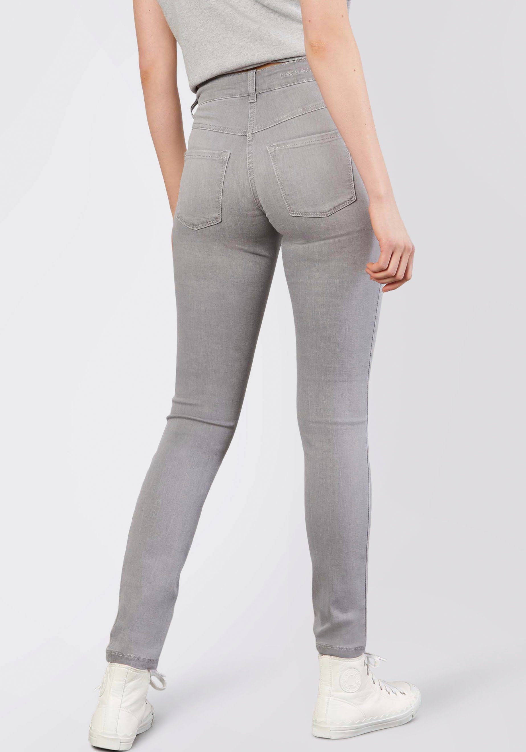 Skinny wash perfekten den Sitz MAC Skinny-fit-Jeans Dream Qualität für Hochelastische grey sorgt light