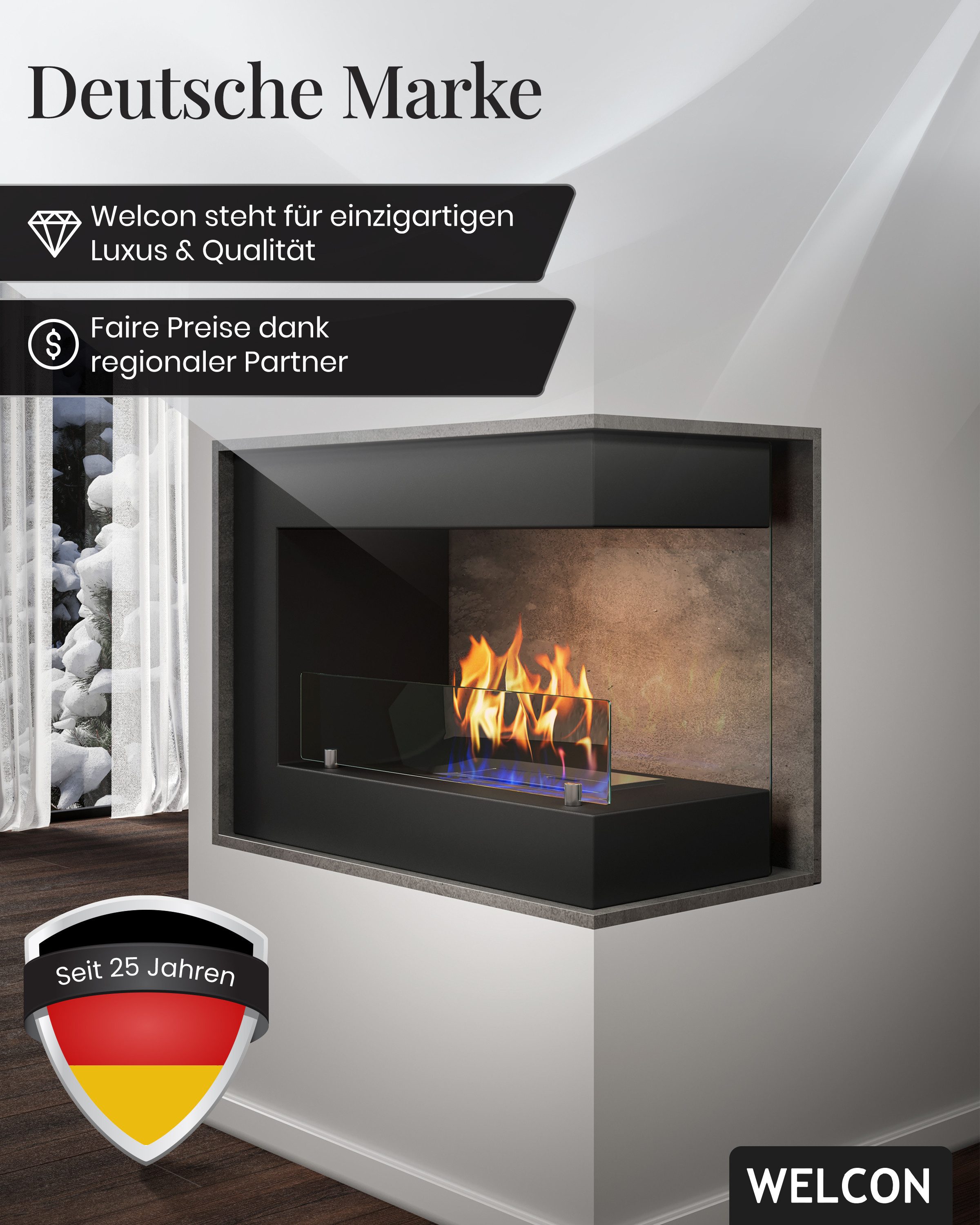 WELCON Echtfeuer-Dekokamin Bioethanol Kamin & Fireplace Stockholm
