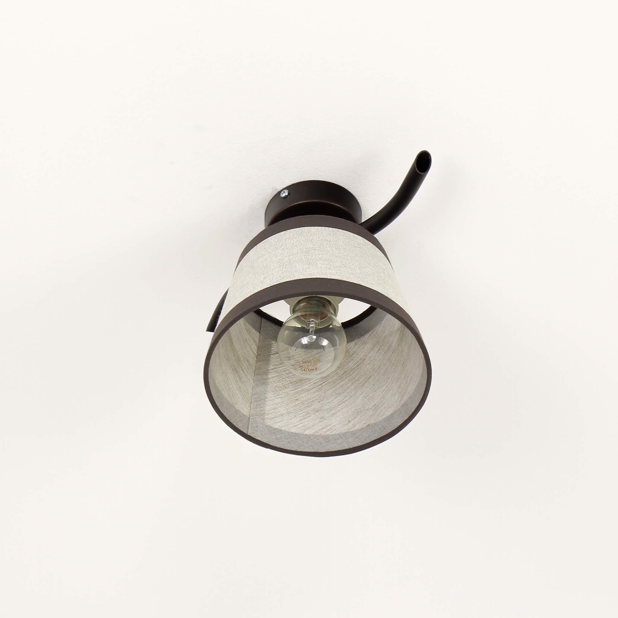 Creme E27 Licht-Erlebnisse Stoffschirm Deckenleuchte Braun NIKI, Rustikal Deckenlampe Leuchtmittel, ohne