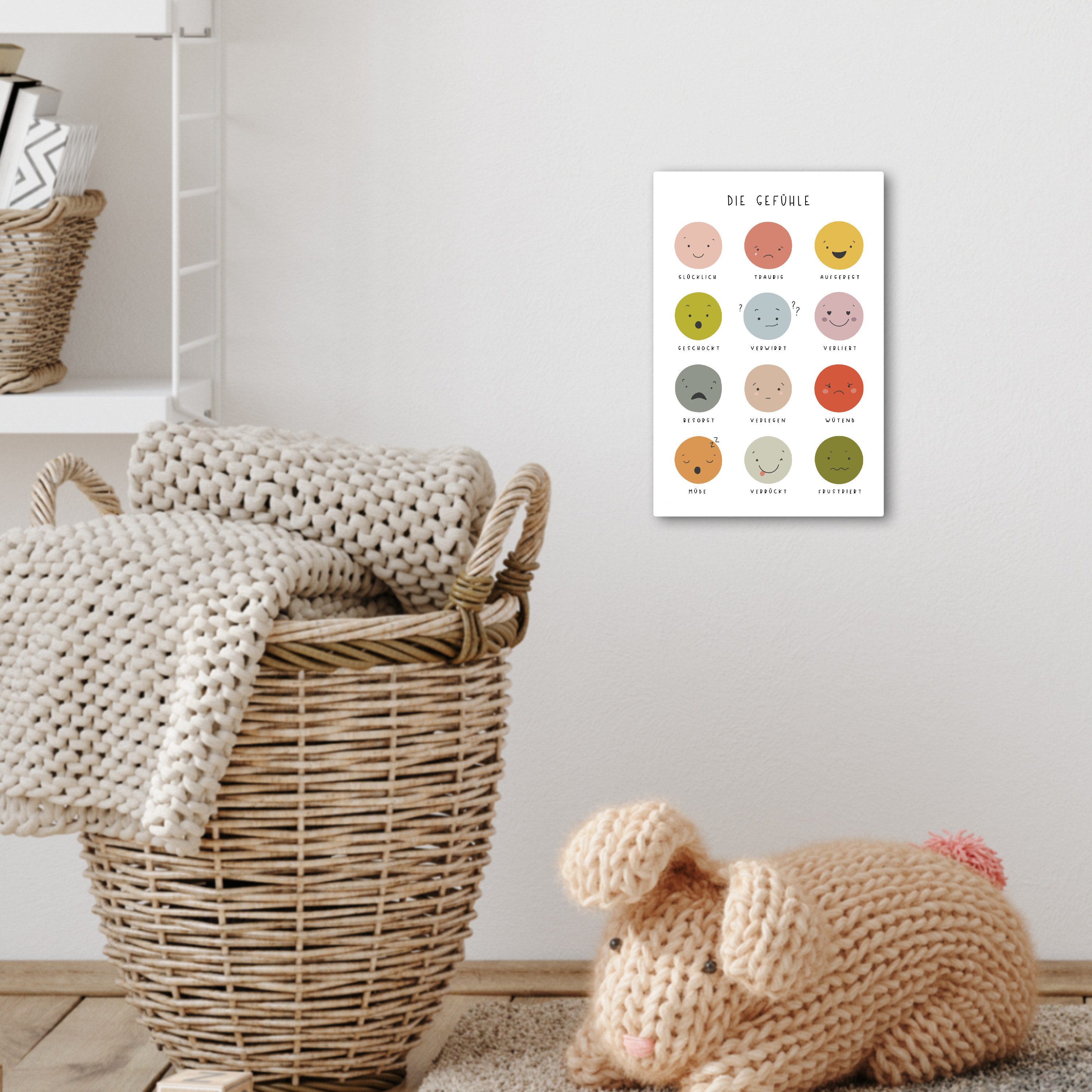 OneMillionCanvasses® Leinwandbild Pädagogisch - Gefühle lernen - Weiß - Emotionen, Fotodruck (1 St), Kinderzimmer Deko, Mädchen und Jungen Bilder 20x30 cm – Bild 5 von 5