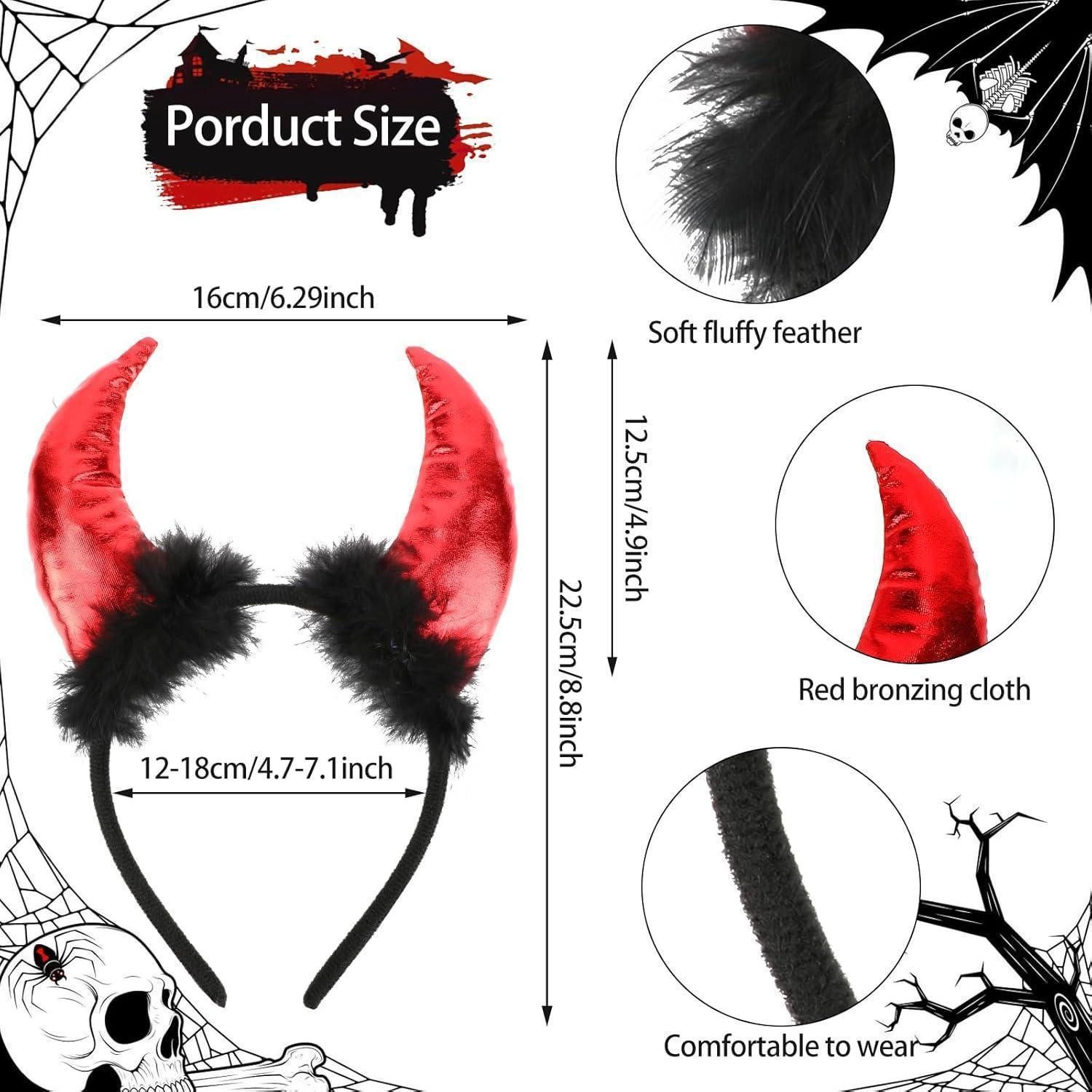 LuxusKollektion Teufel-Kostüm Teufel Kostüm Halloween Haarreif Hörner Brille Engelsflügel Necklace